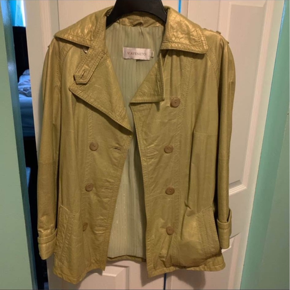 Via Veneto Gold Genuine Leather Jacket .